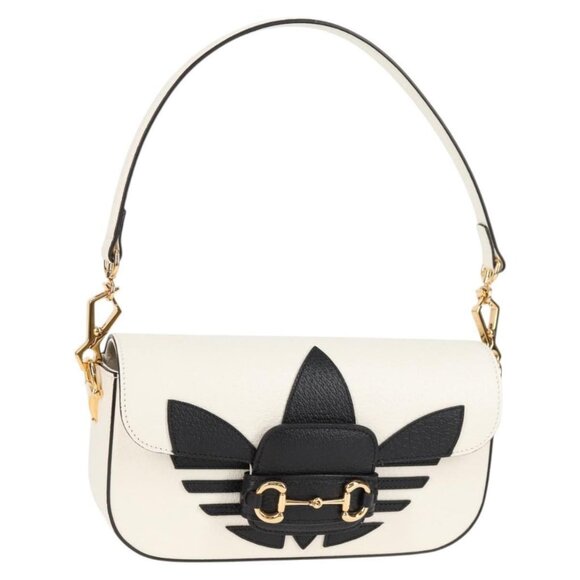 GUCCI Adidas Collaboration Horsebit Bag Leather 2way White 722009 Auth ac3794AM - Picture 1 of 16